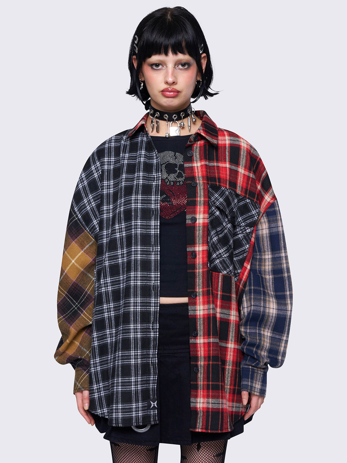 Indie Patchwork Plaid Shirt