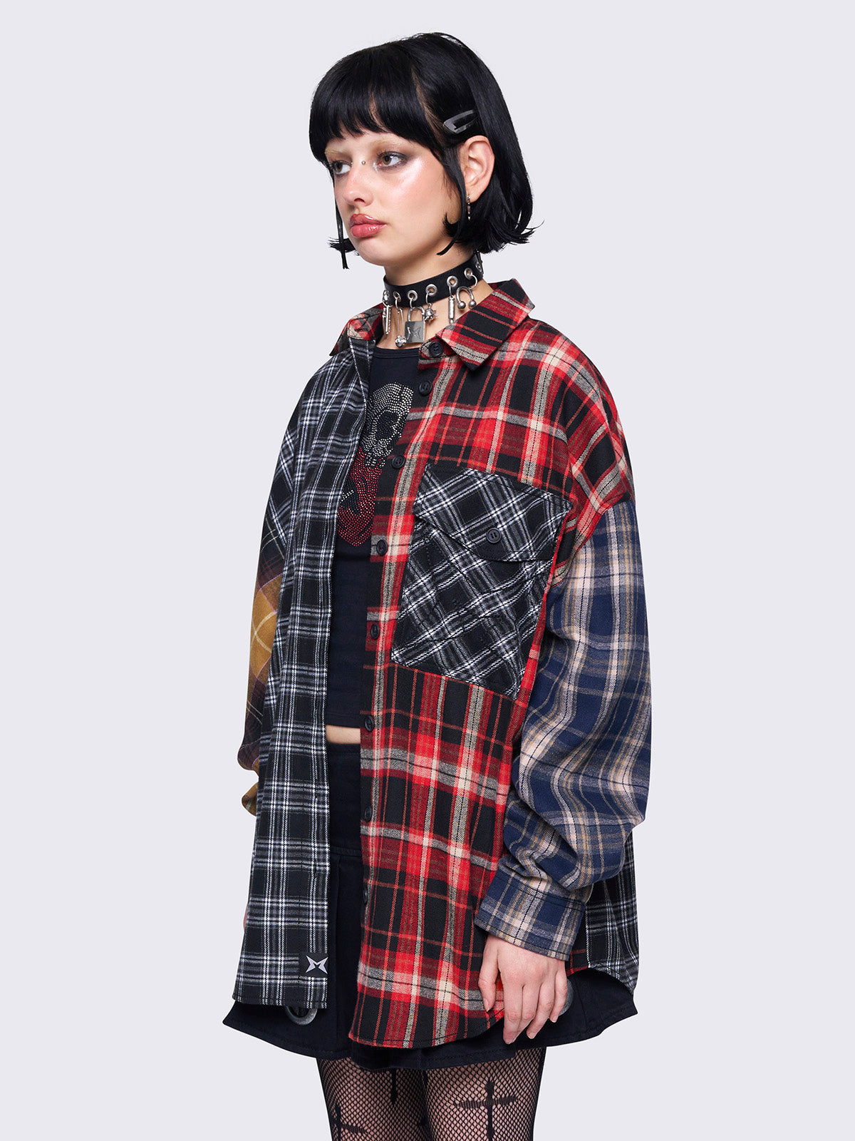 Indie Patchwork Plaid Shirt