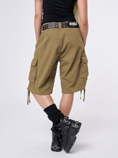 Issa Beige Long Cargo Shorts - Minga EU