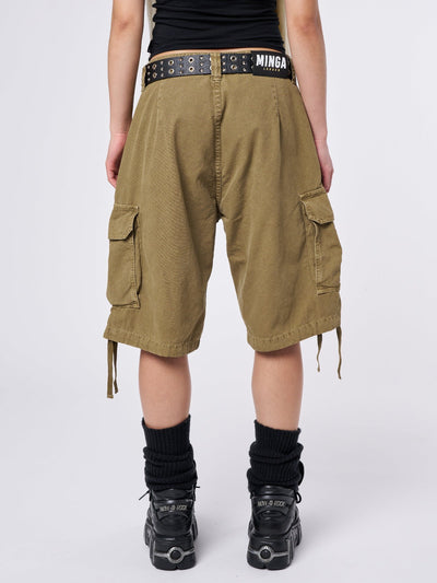 Issa Beige Long Cargo Shorts - Minga EU