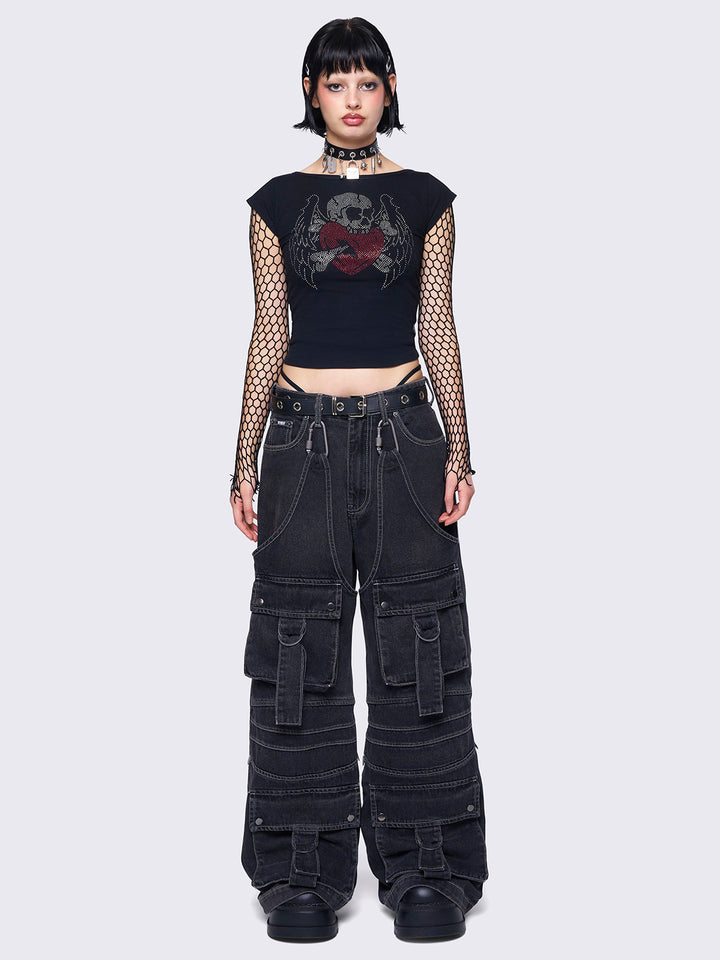 Black Multi Pocket Cargo Jeans | Minga London – Minga London US