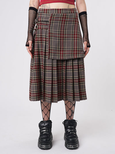 Laurie Pleated Tartan Midi Skirt - Minga EU