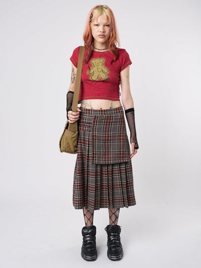 Laurie Pleated Tartan Midi Skirt - Minga EU