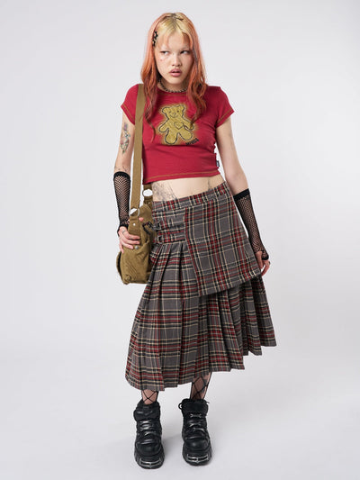 Laurie Pleated Tartan Midi Skirt - Minga EU