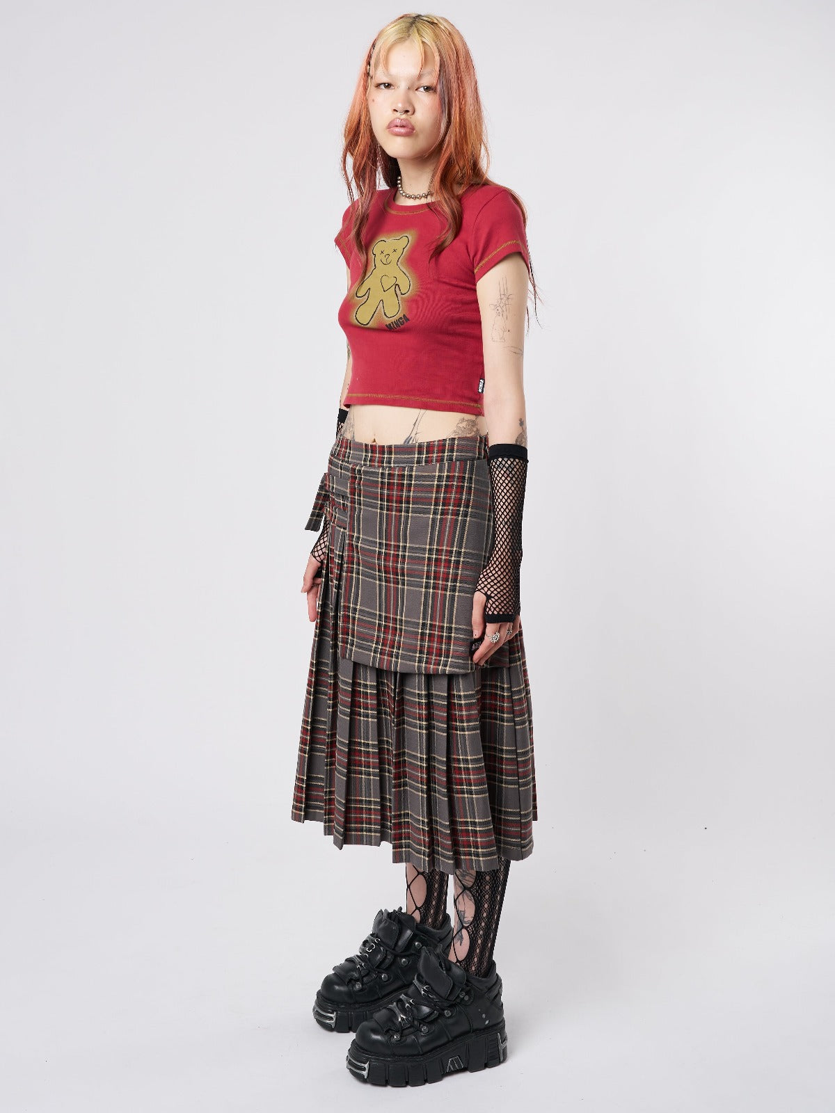 Laurie Pleated Tartan Midi Skirt - Minga EU