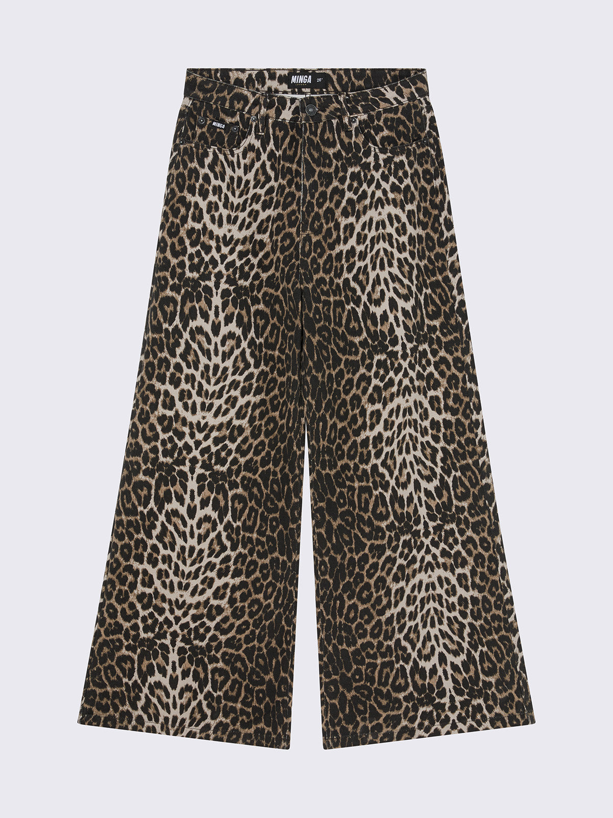 Wide leg baggy jeans in leopard print