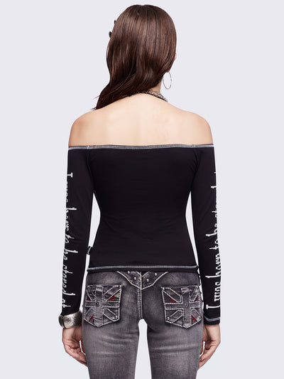 Look at Me Black Off-Shoulder Top