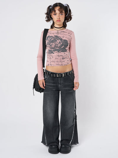 Lost Rose Pale Pink Graphic Top - Minga EU