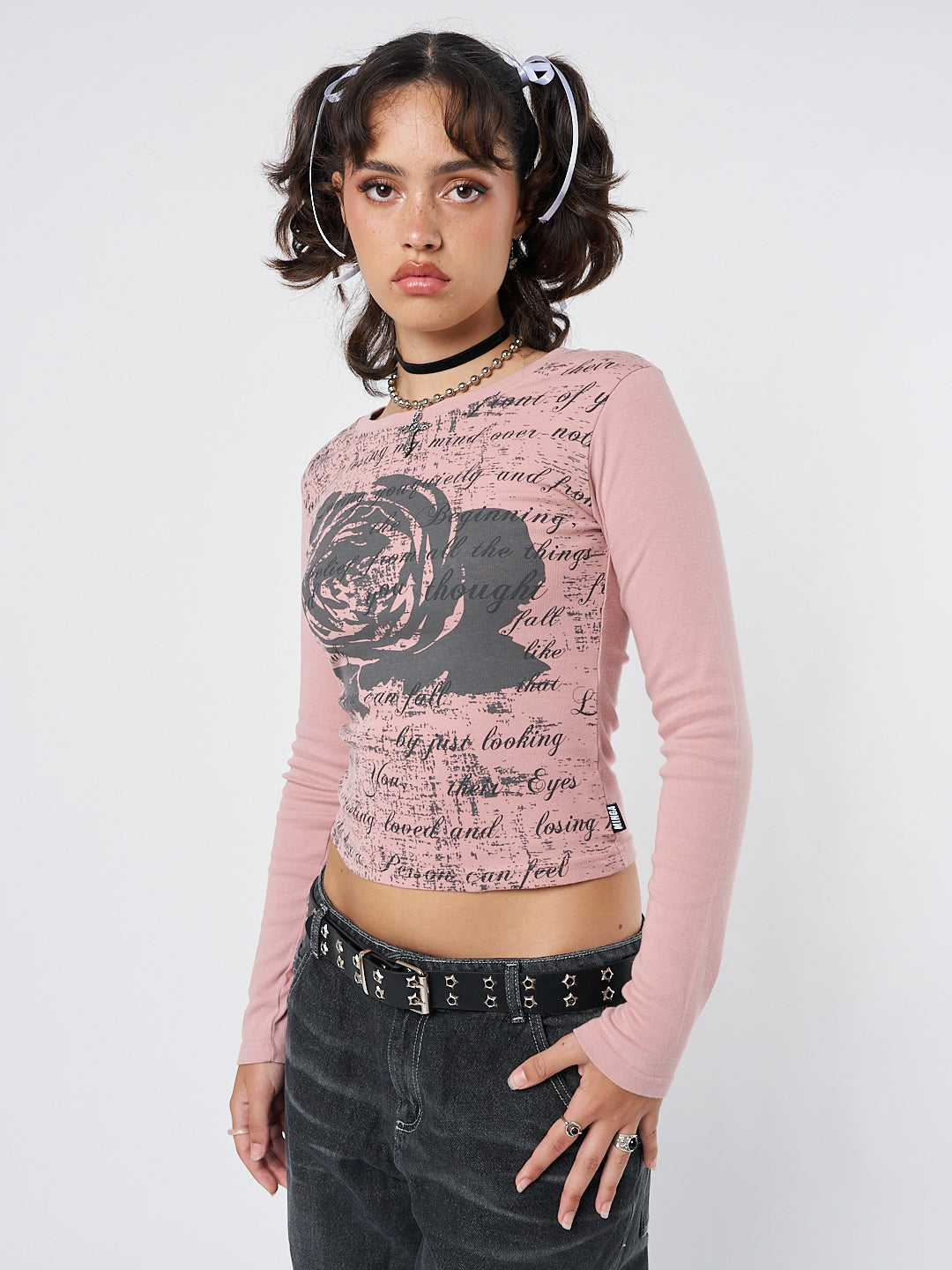 Lost Rose Pale Pink Graphic Top - Minga EU