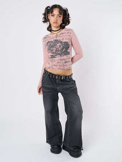 Lost Rose Pale Pink Graphic Top - Minga EU