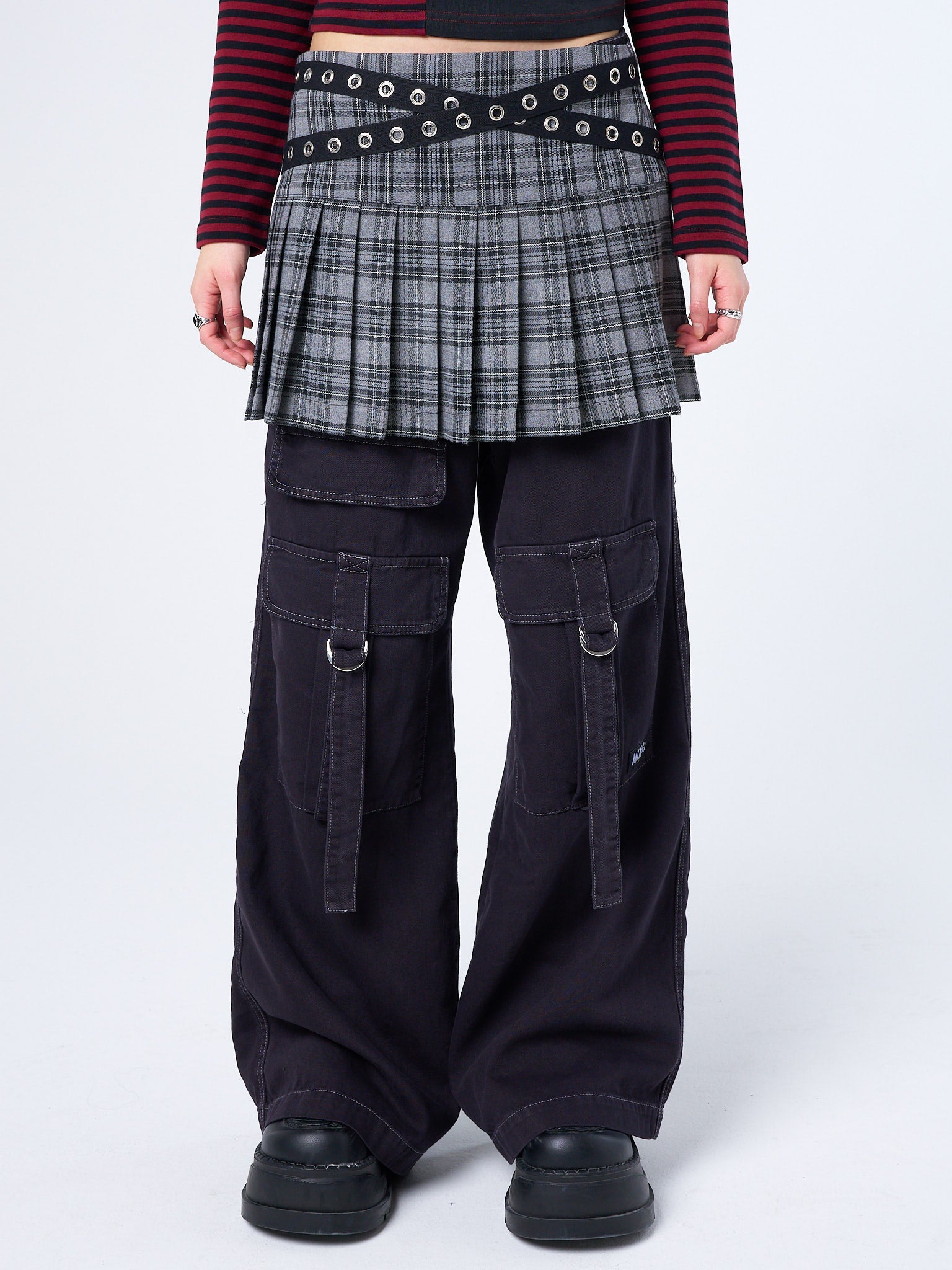 Grey & Black Tartan Mini Skirt - Y2K Grunge | Minga London – Minga ...