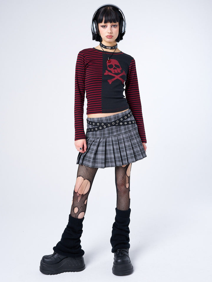 Grey & Black Tartan Mini Skirt - Y2K Grunge | Minga London