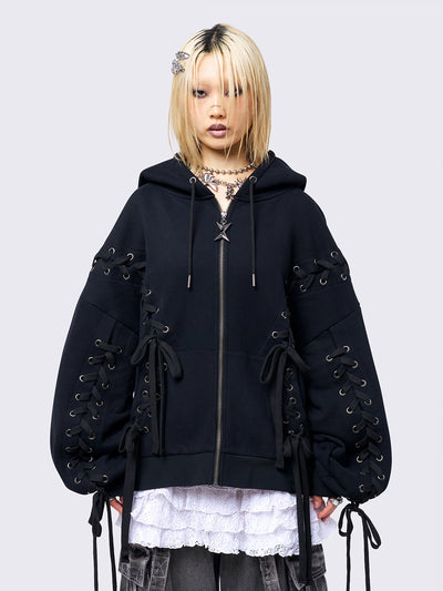 Mia Black Zip Up Hoodie