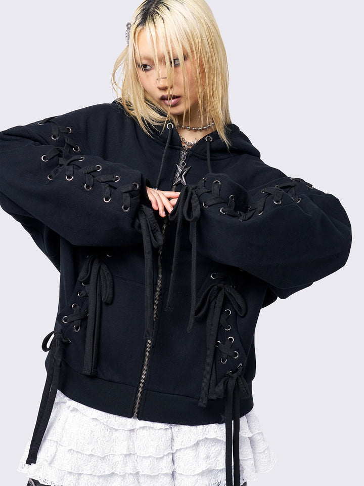 トップス LITMUS gathered puffy top black Pixel Kitty Black Long Sleeve Top | Minga London – Minga