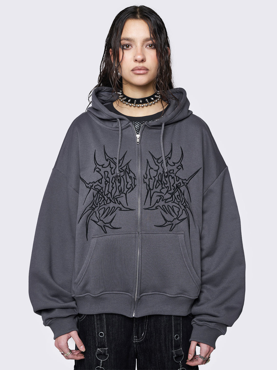 トップス aclent Oversized logo zip hoodie gry Initial Oversized Zip Hoodie - Ice Grey Marl | REPRESENT