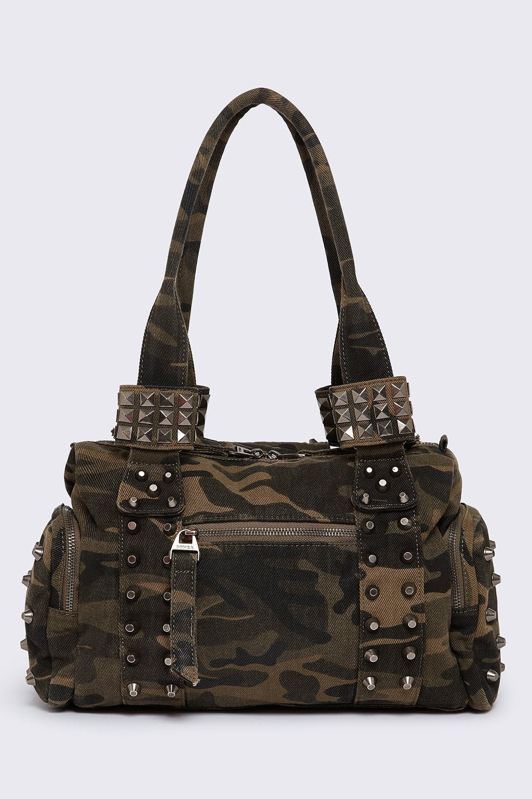 Camo Washed Spikes Multipocket Military Shoulder Bag | Minga
