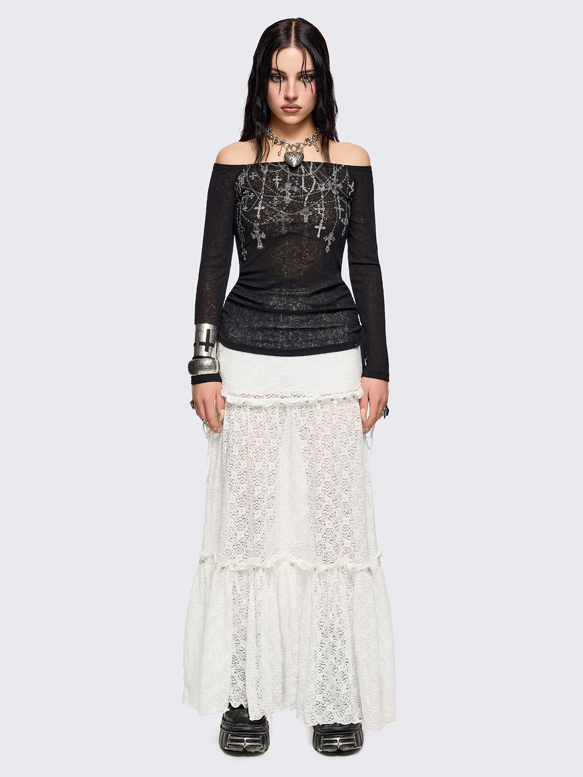 Rosary Off-Shoulder Top