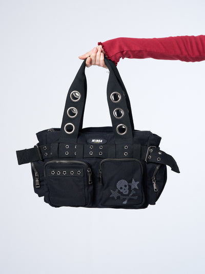 Sky of Skulls Black Multi Pockets Handbag
