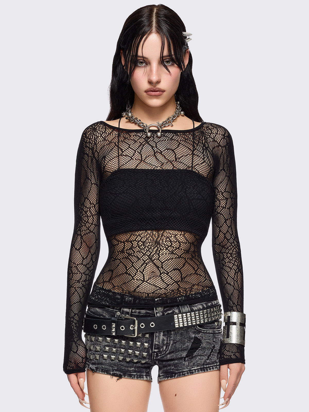 Spider Web Fishnet Top