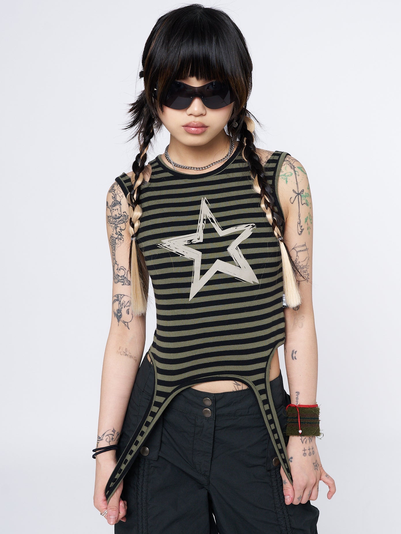 Star Sketch Green Striped Straps Top - Minga EU