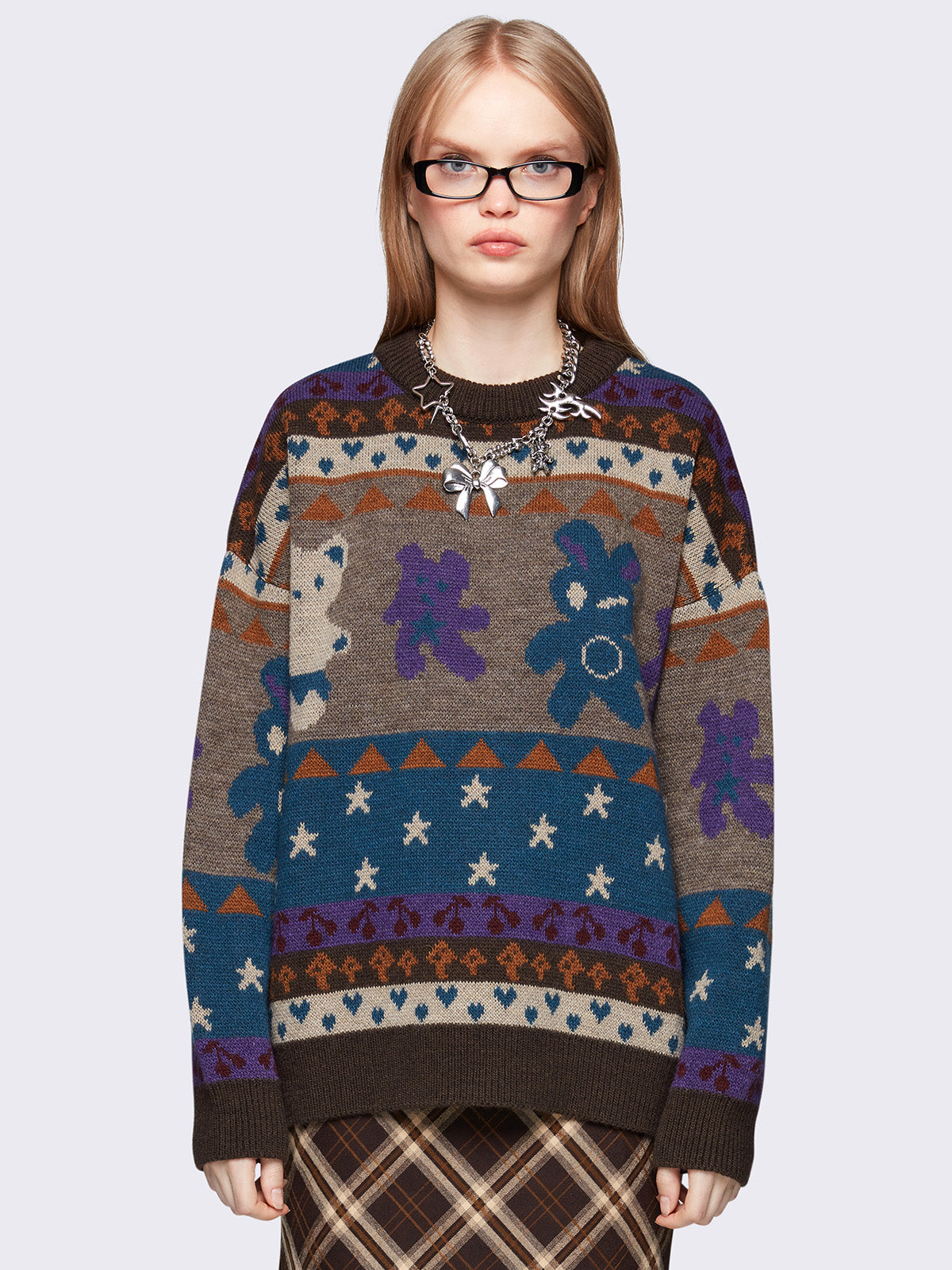 Teddy jacquard knit sweater