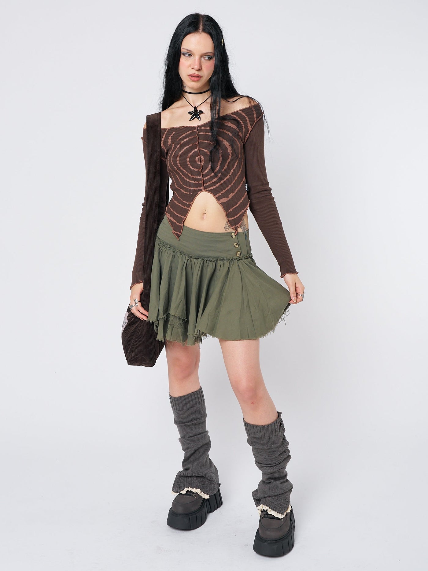 Tranceum Brown Asymmetrical Top - Minga EU