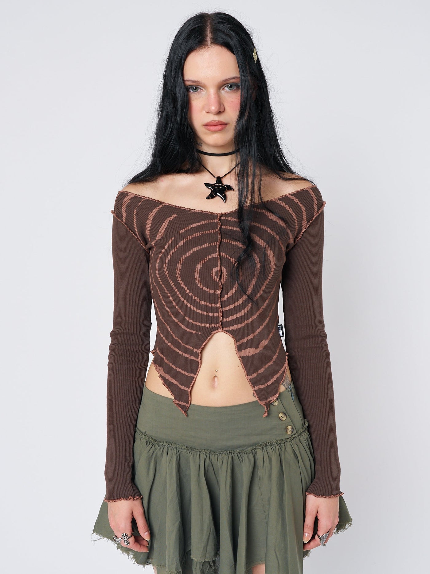 Tranceum Brown Asymmetrical Top - Minga EU