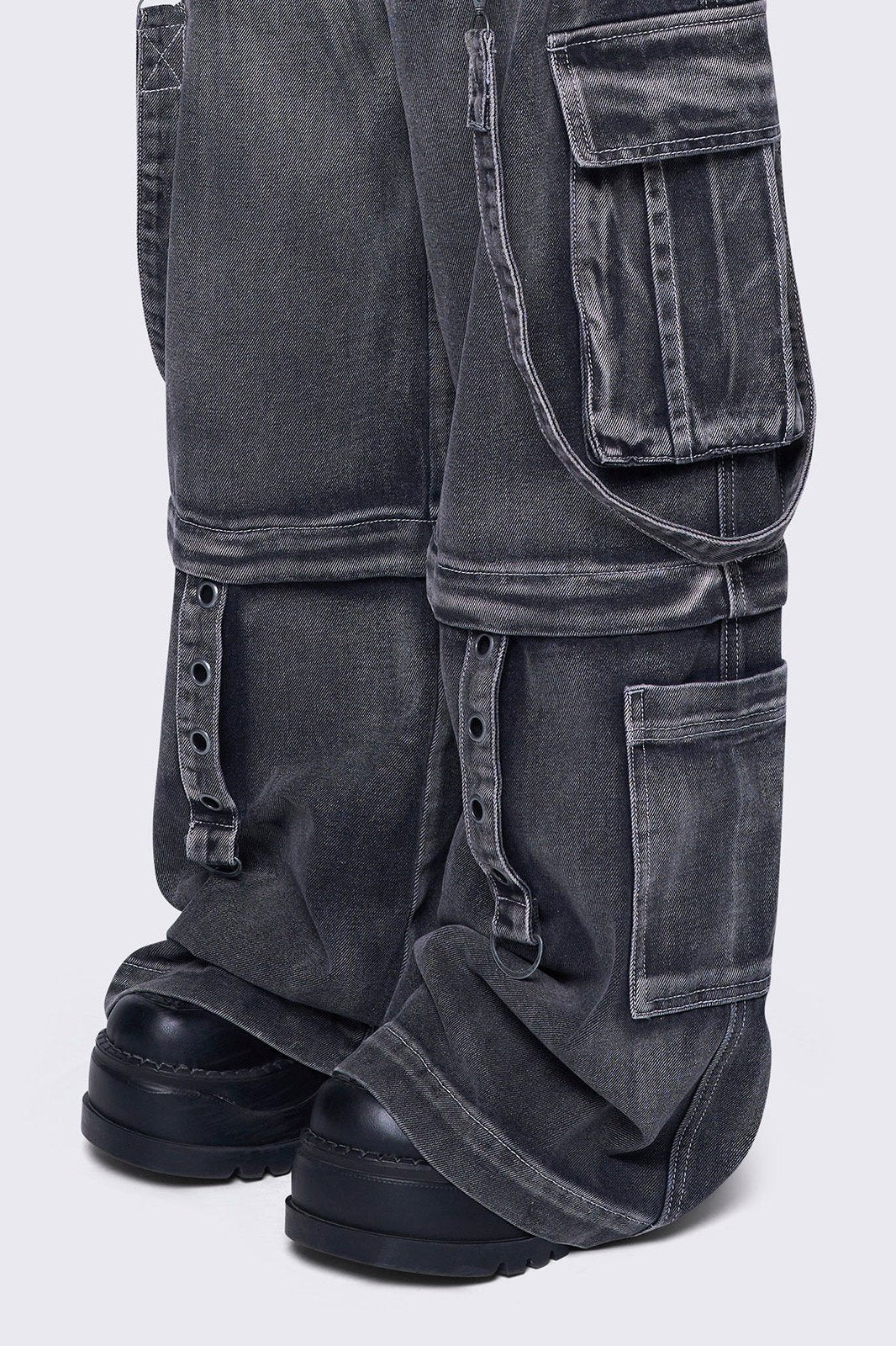 Grey Multi-Pocket Wide Leg Cargo Jeans | Minga London – Minga London US