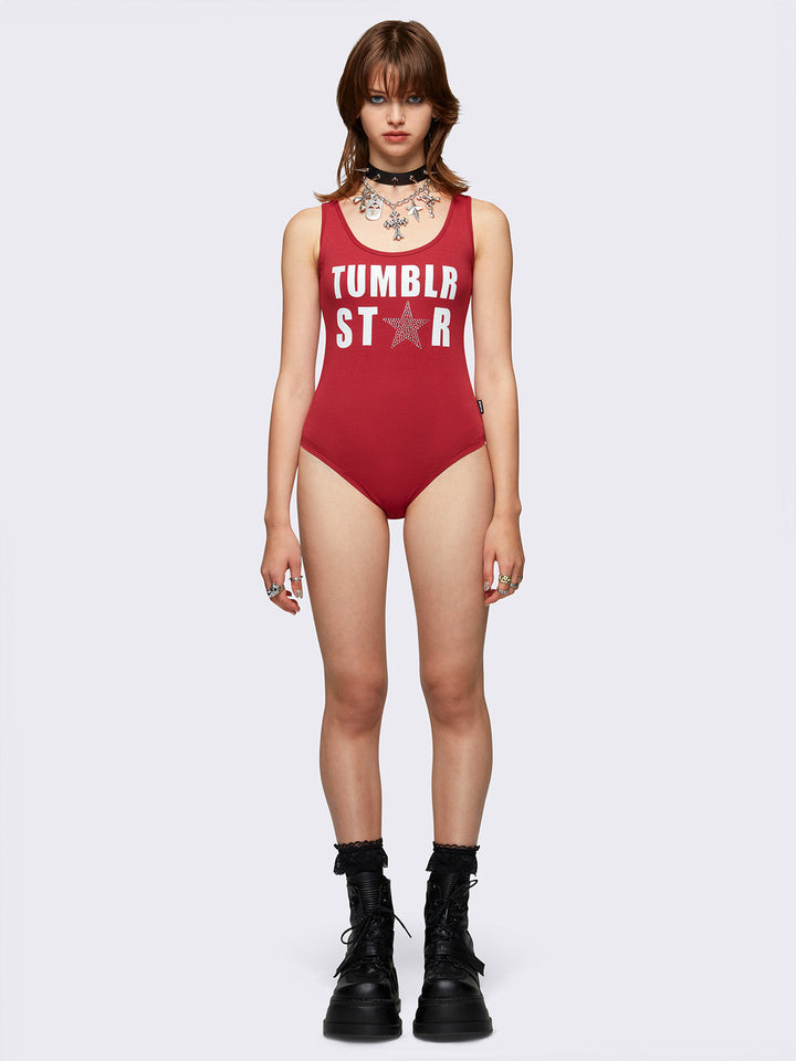 Red Bodysuit with Rhinestones | Minga London – Minga London US