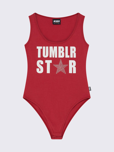 Bodysuit in red with graphic front print 