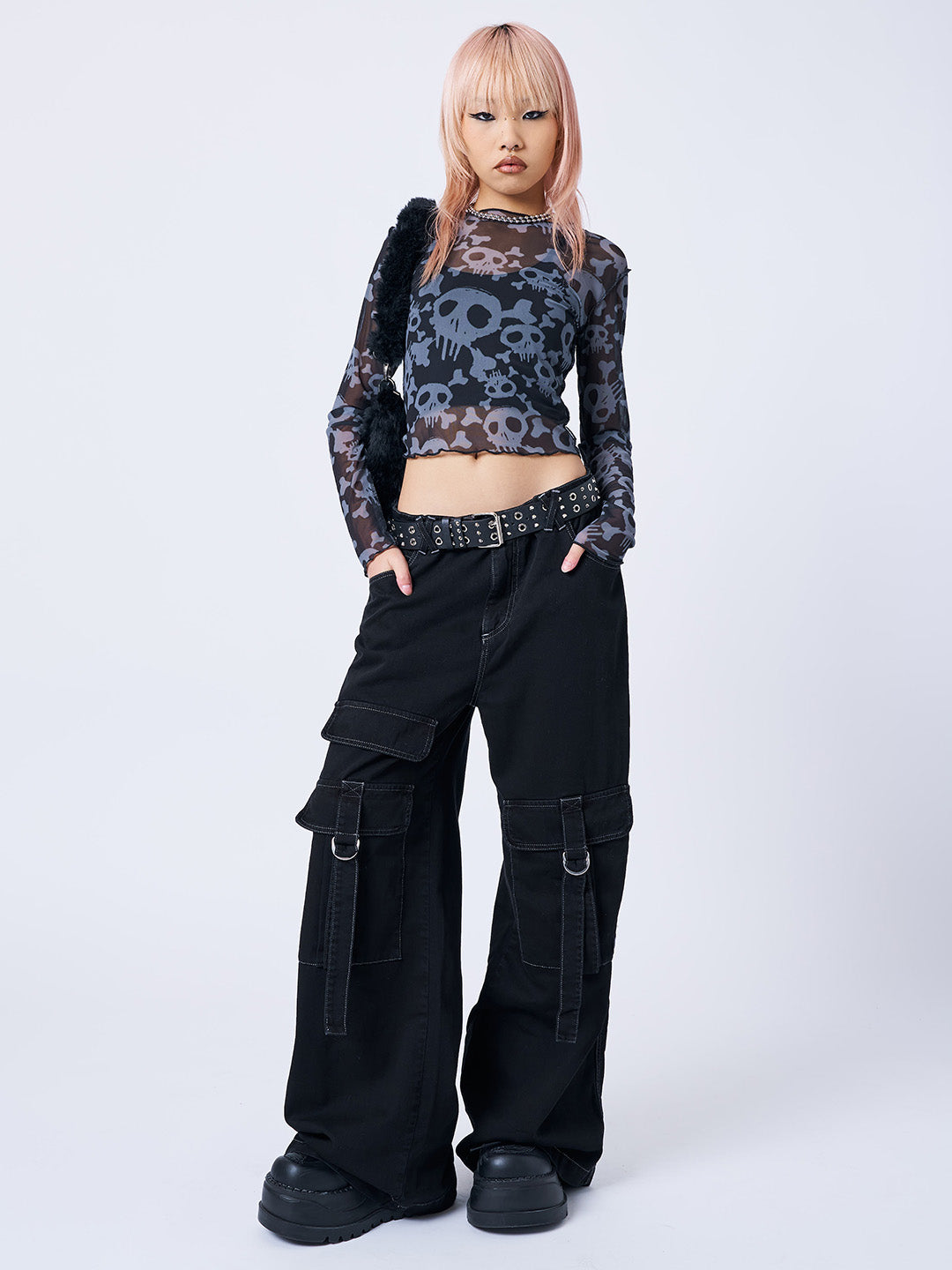 Y2K Grunge Black Cargo Pants with Utility Pockets