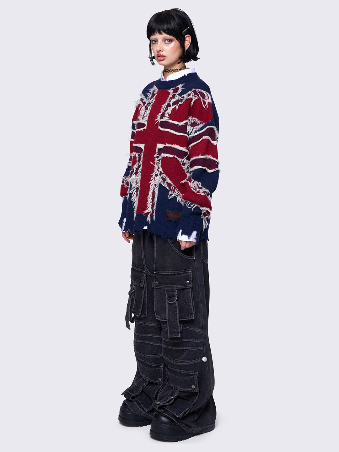 トップス \"Semantic Design\" Union Jack Zip Knit Union Jack Black and Grey Knitted Zip-Up Hoodie | Minga London