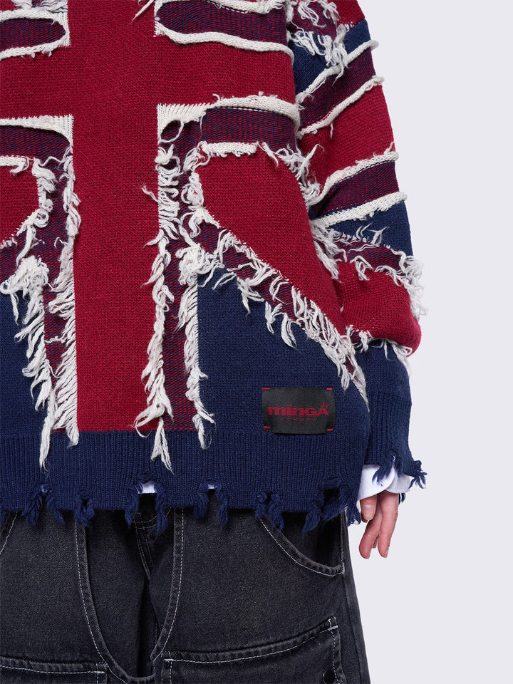 Minga London セーター ユニオンジャック Union Jack Distressed Jumper - UK flag | Minga London