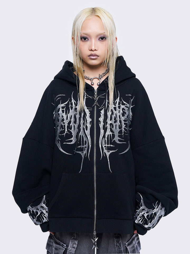 【新品未使用】B EMBLEM VELOUR ZIP HOODIE Logo Velour Zip-Up Hoodie | Michael Kors [US]