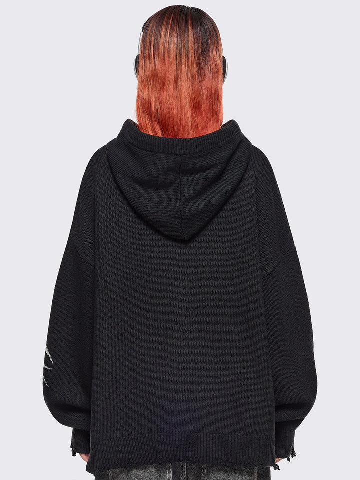 未使用品【BRIEFING】WOOL HIGH NECH KNIT HOODIE Black Knitted Zip-Up Hoodie With Sigilism Graphic | Minga London