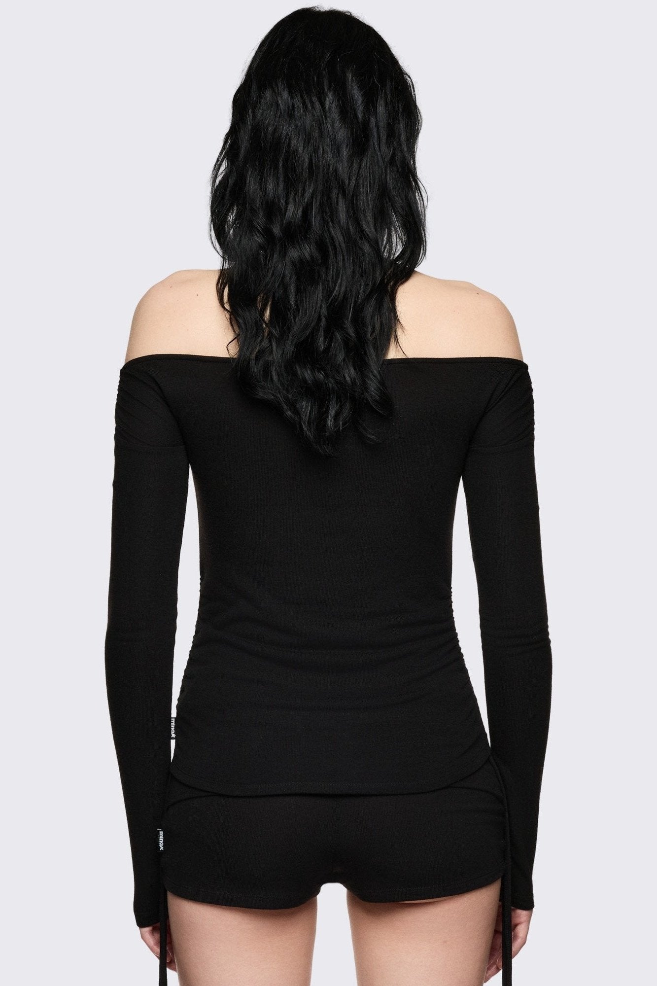 Black Off Shoulder Graphic Top with Graphic Print | Minga London