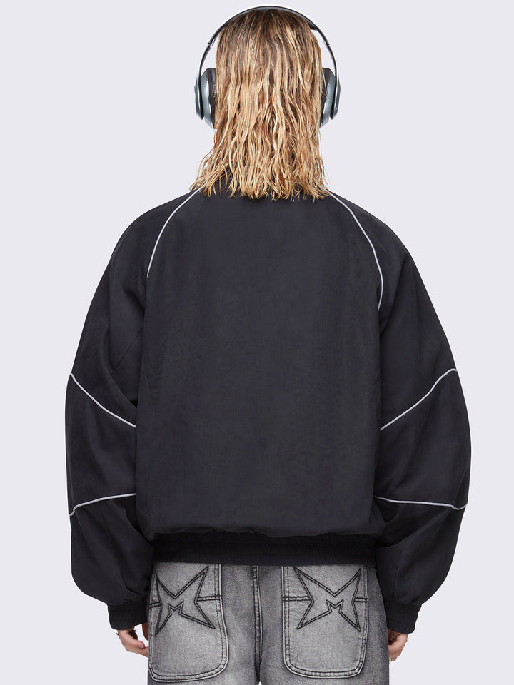Black Boxy Oversized Windbreaker Jacket | Minga London