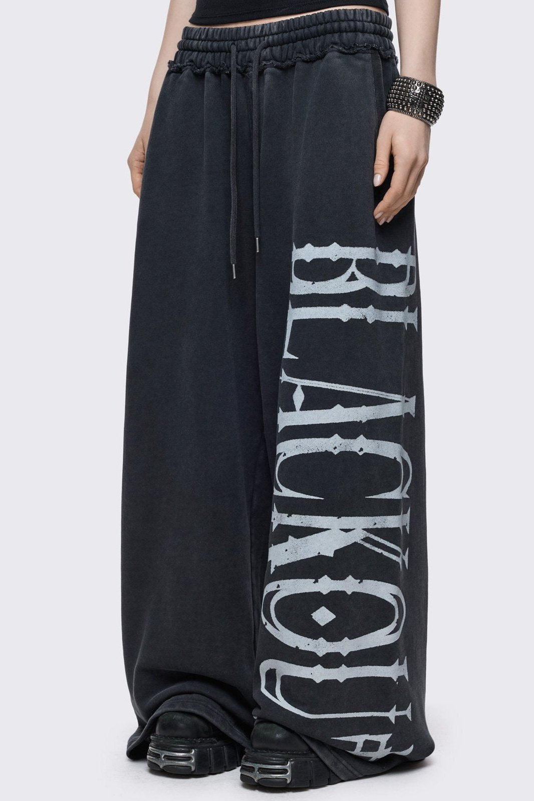 Washed Black Baggy Graphic Sweatpants | Minga London – Minga London US