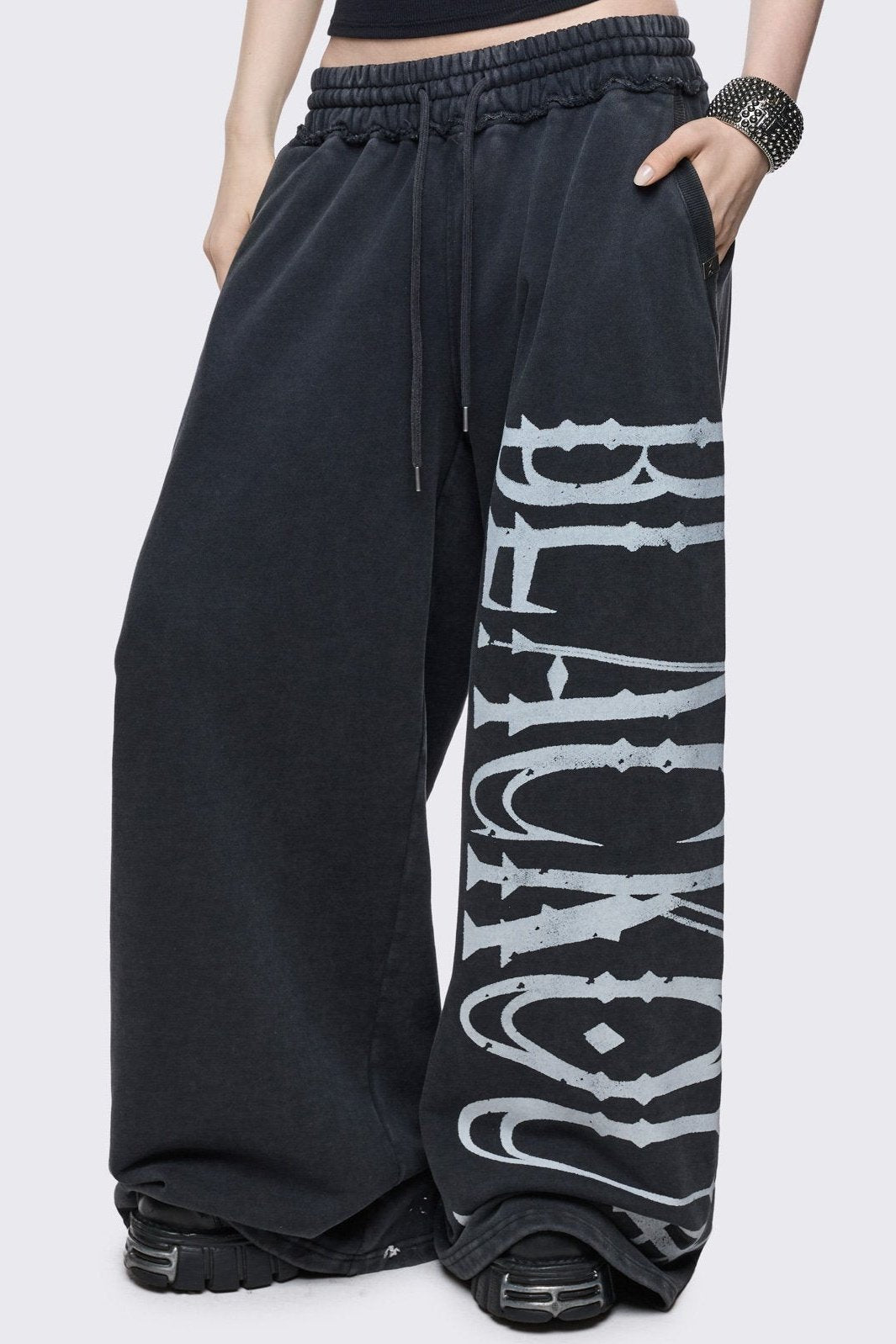 Washed Black Baggy Graphic Sweatpants | Minga London – Minga London US