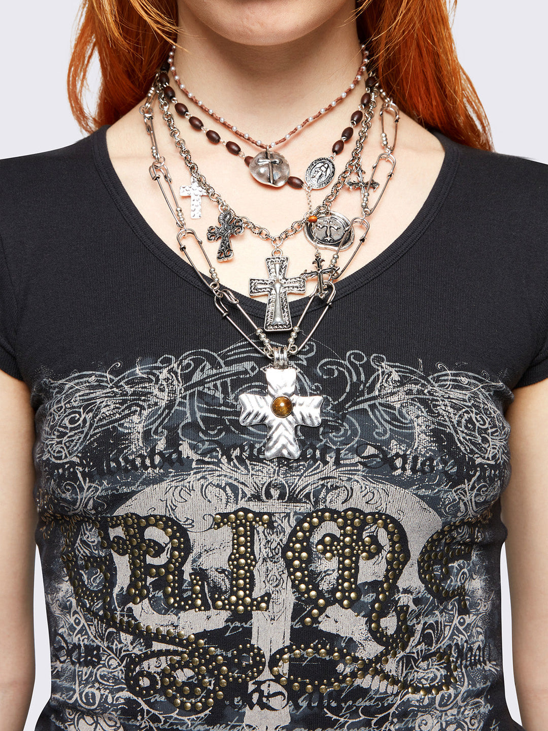 兼用【Minga London】Blessed Mess クロス 4連セット ネックレス blessed-mess-necklace-