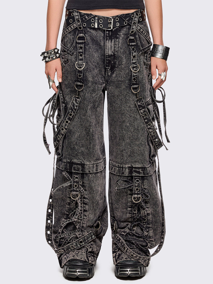 Washed Grey Multipocket Cargo Jeans | Minga London – Minga London US