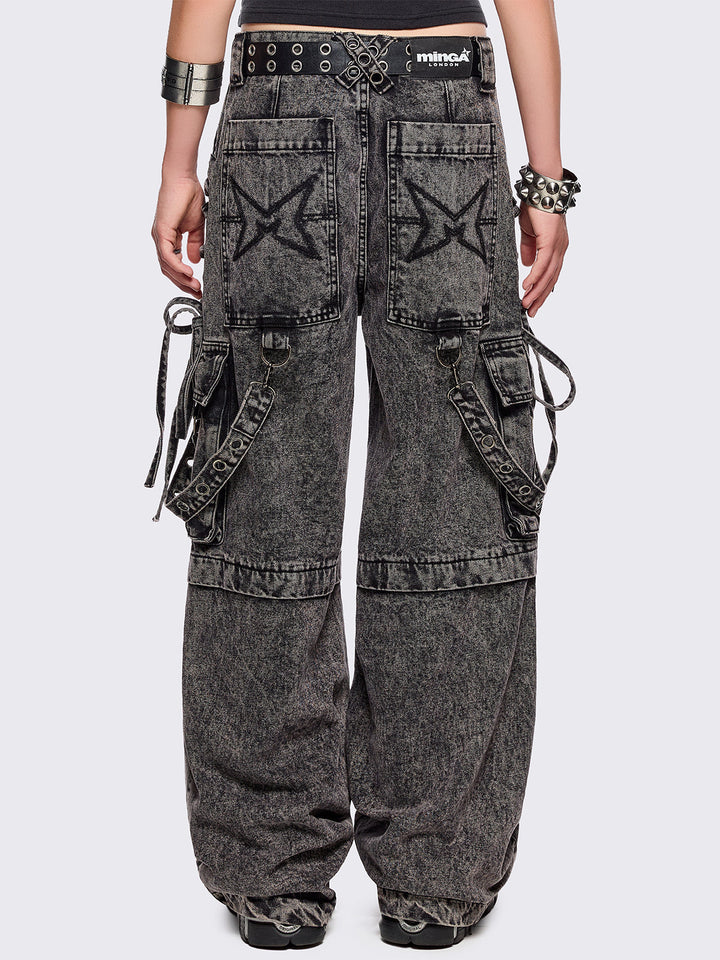 Washed Grey Multipocket Cargo Jeans | Minga London – Minga London US