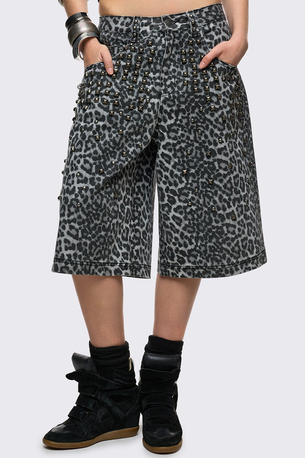 Leopard Longline Baggy Jorts | Minga London