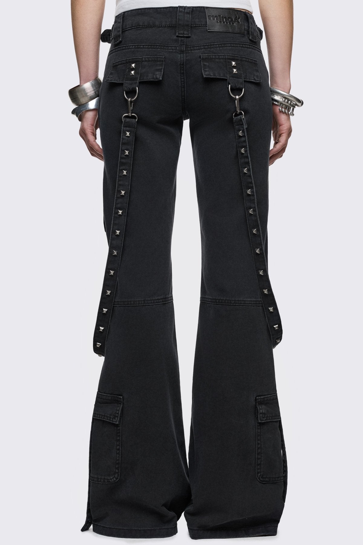 Black Cargo Flare Jeans - Goth Y2K | Minga London – Minga London US