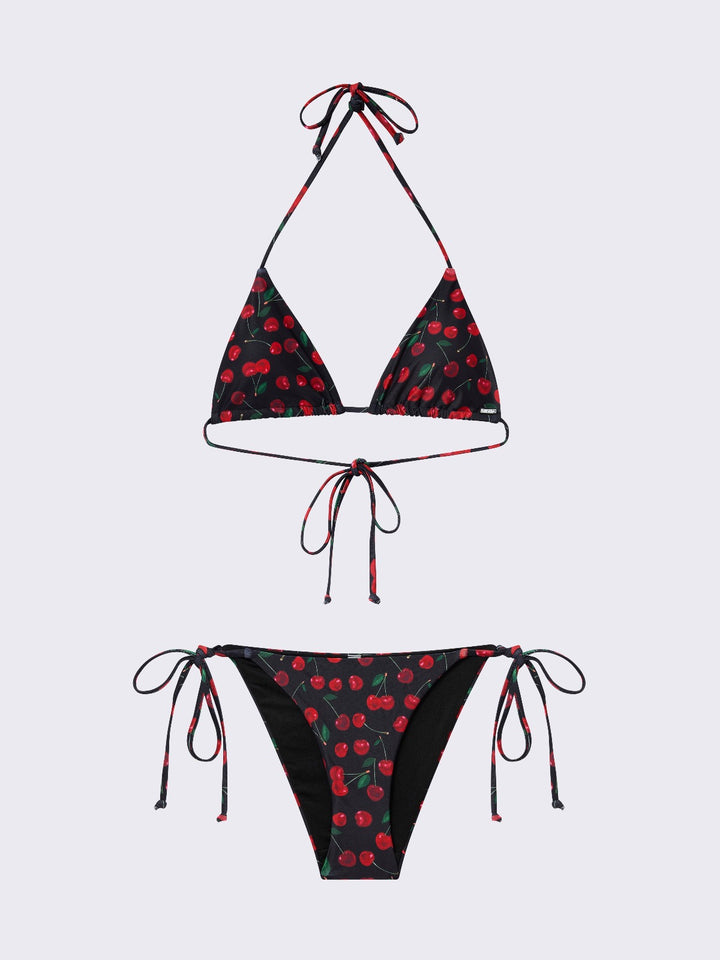 ★ GLOWNY★ TIE SIDE BIKINI BOTTOM BLACK CHERRY GY24BBK016B cherry-bomb-tie-side-bikini-