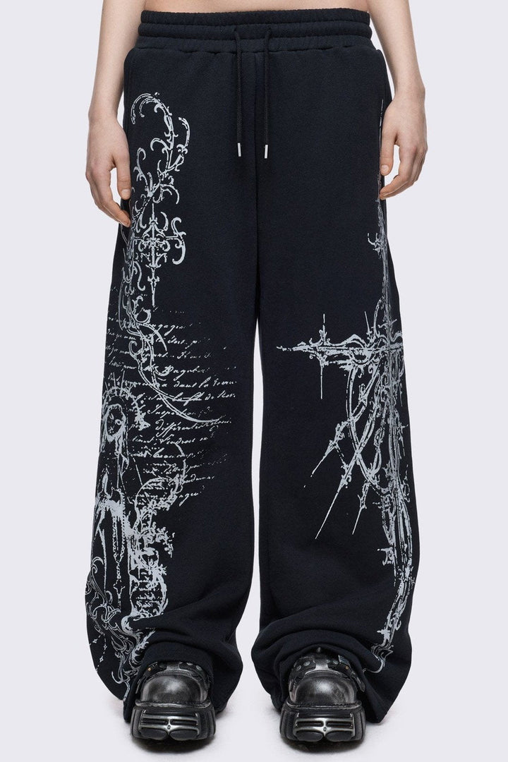 Black Baggy Cyber Sigilism Sweatpants | Minga London – Minga London US