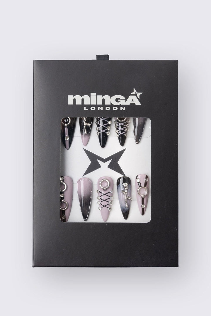 Black & Pink Corset Charm Press-On Nails Set | Minga London
