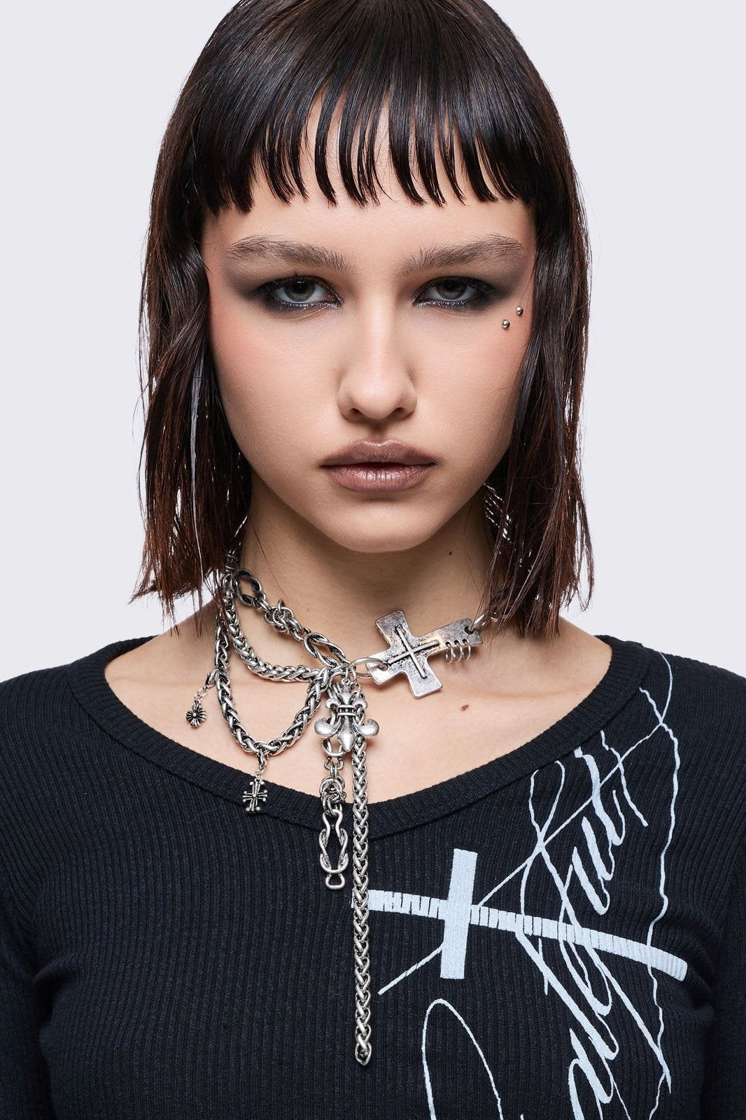 Chunky Cross Layered Charm Necklace | Minga London – Minga London US