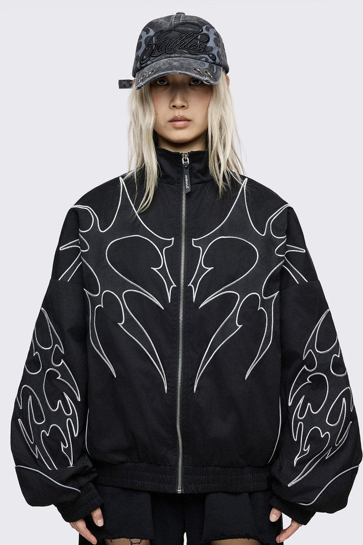 Black Cyber Sigilism Windbreaker Jacket | Minga London