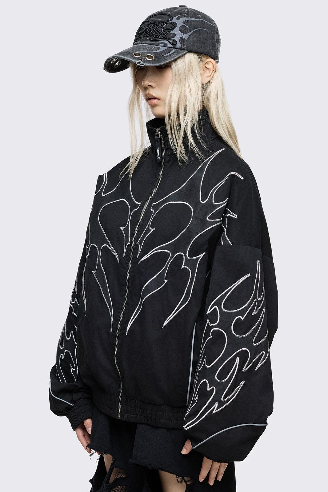 h*r様 【archive】コーティングジャケット ダークウェアy2k CIVA Black Cyber Sigilism Windbreaker Jacket | Minga London
